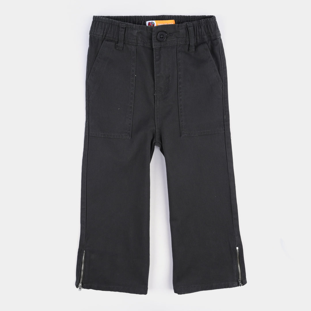 Girls Cotton Pant Zipped (Hum) - Gray
