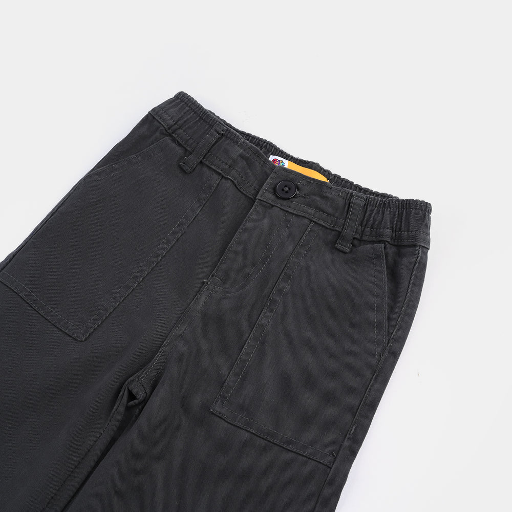 Girls Cotton Pant Zipped (Hum) - Gray