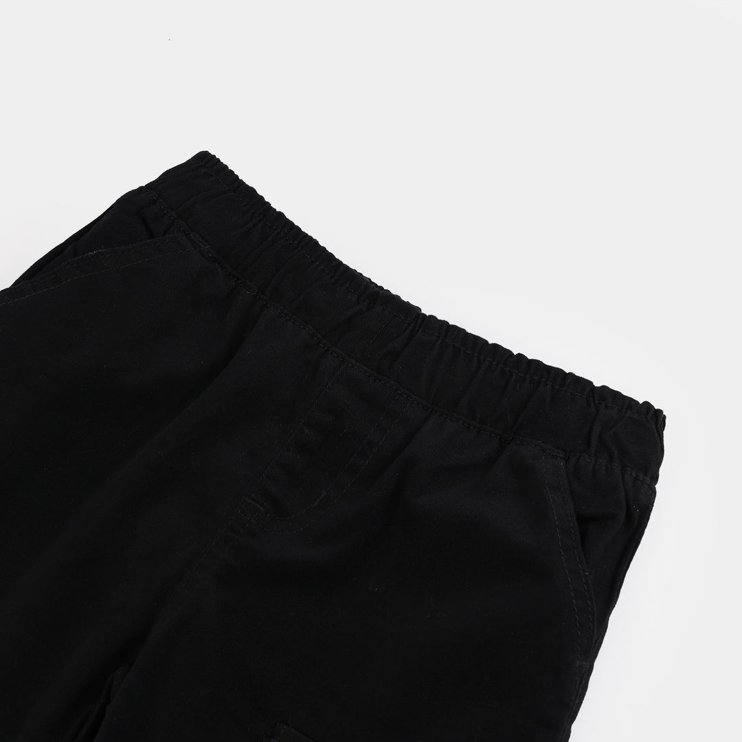 Boys Cotton Twill Short-BLACK