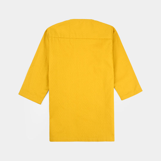 Infant Boys Cotton Basic Kurta (Blended Square)-Mustard