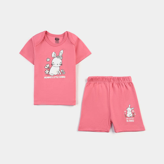 Infant Girls Cotton Interlock 4 Piece Set - Soft Pink