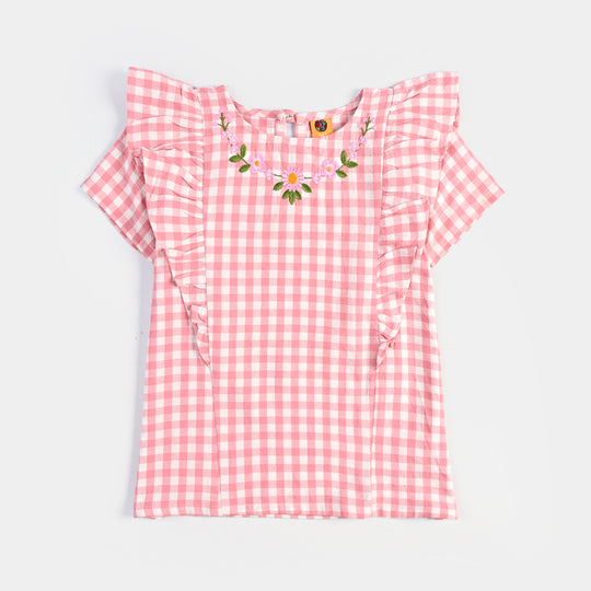 Title: Infant Girls Cotton Embroidered Top - Pink
