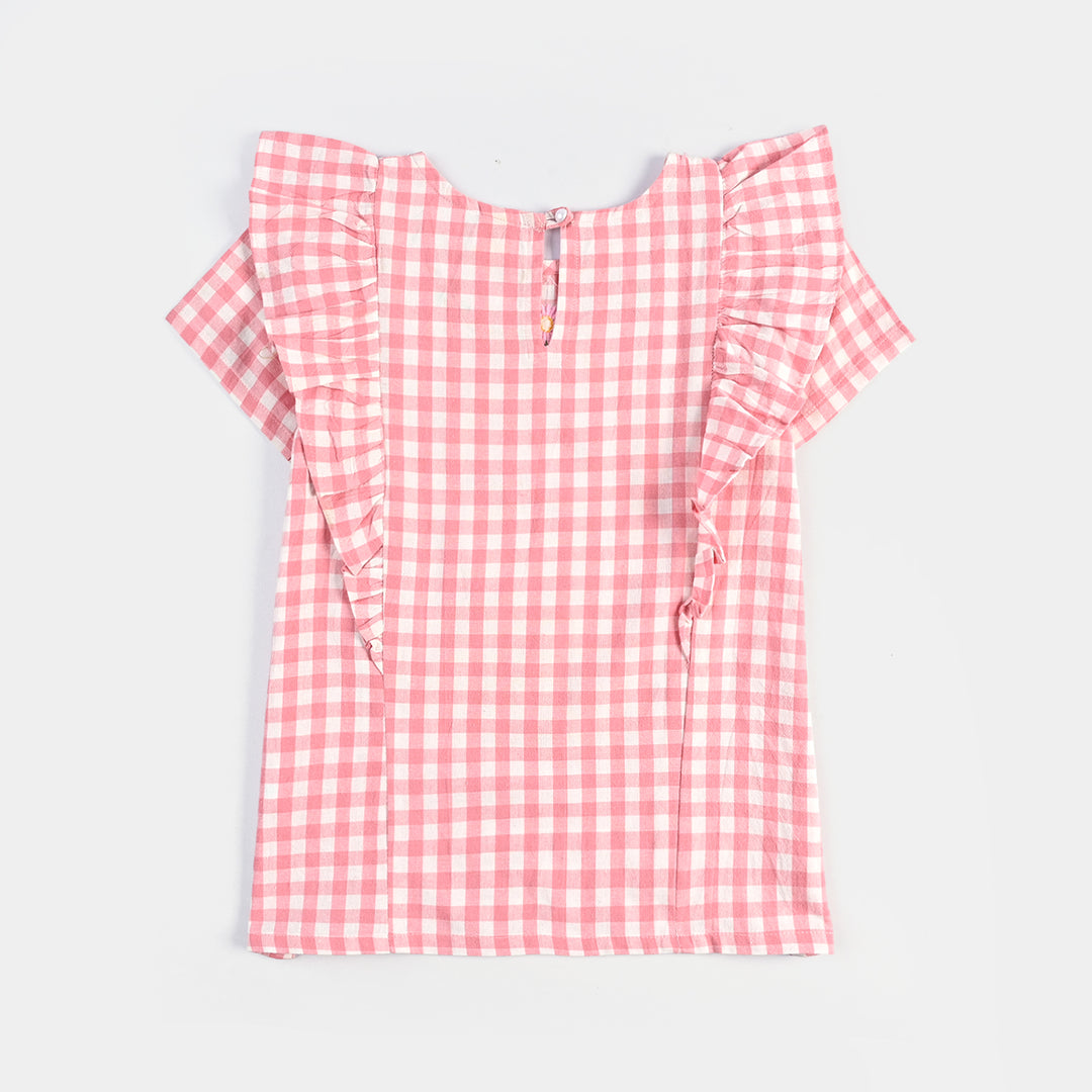Title: Infant Girls Cotton Embroidered Top - Pink