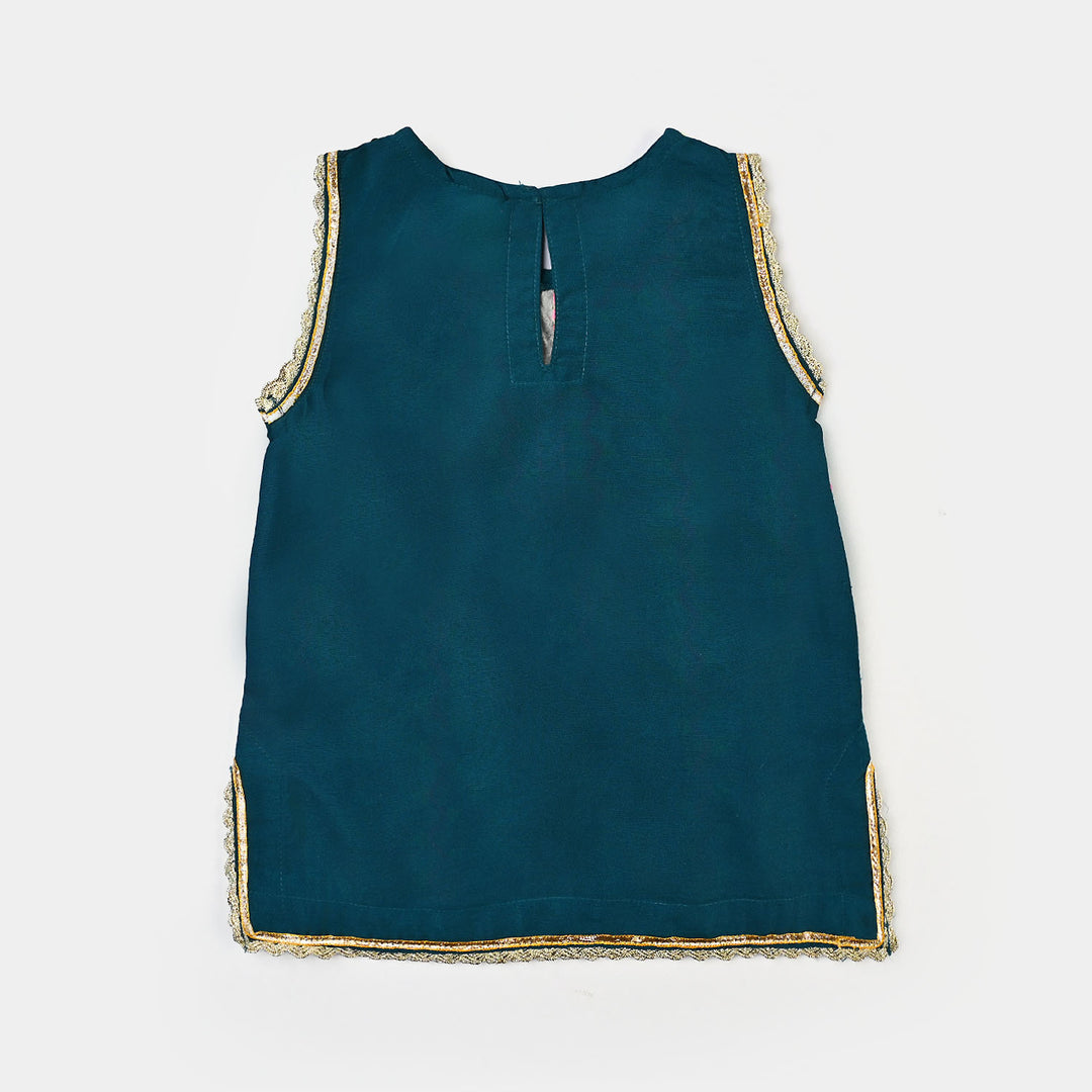 Infant Girls Poly Cambric Fancy 2-Piece Set (Dil Naaz) - Teal Blue