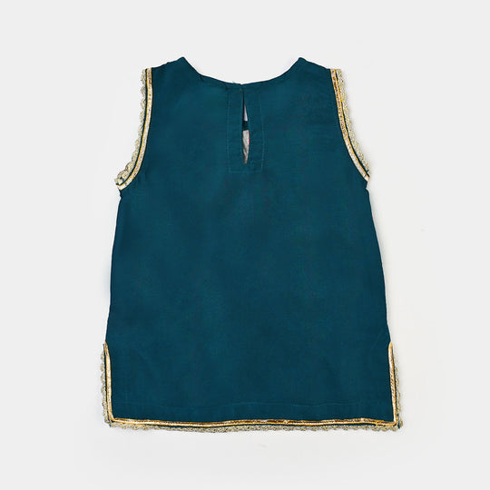 Infant Girls Poly Cambric Fancy 2-Piece Set (Dil Naaz) - Teal Blue