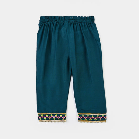Infant Girls Poly Cambric Fancy 2-Piece Set (Dil Naaz) - Teal Blue