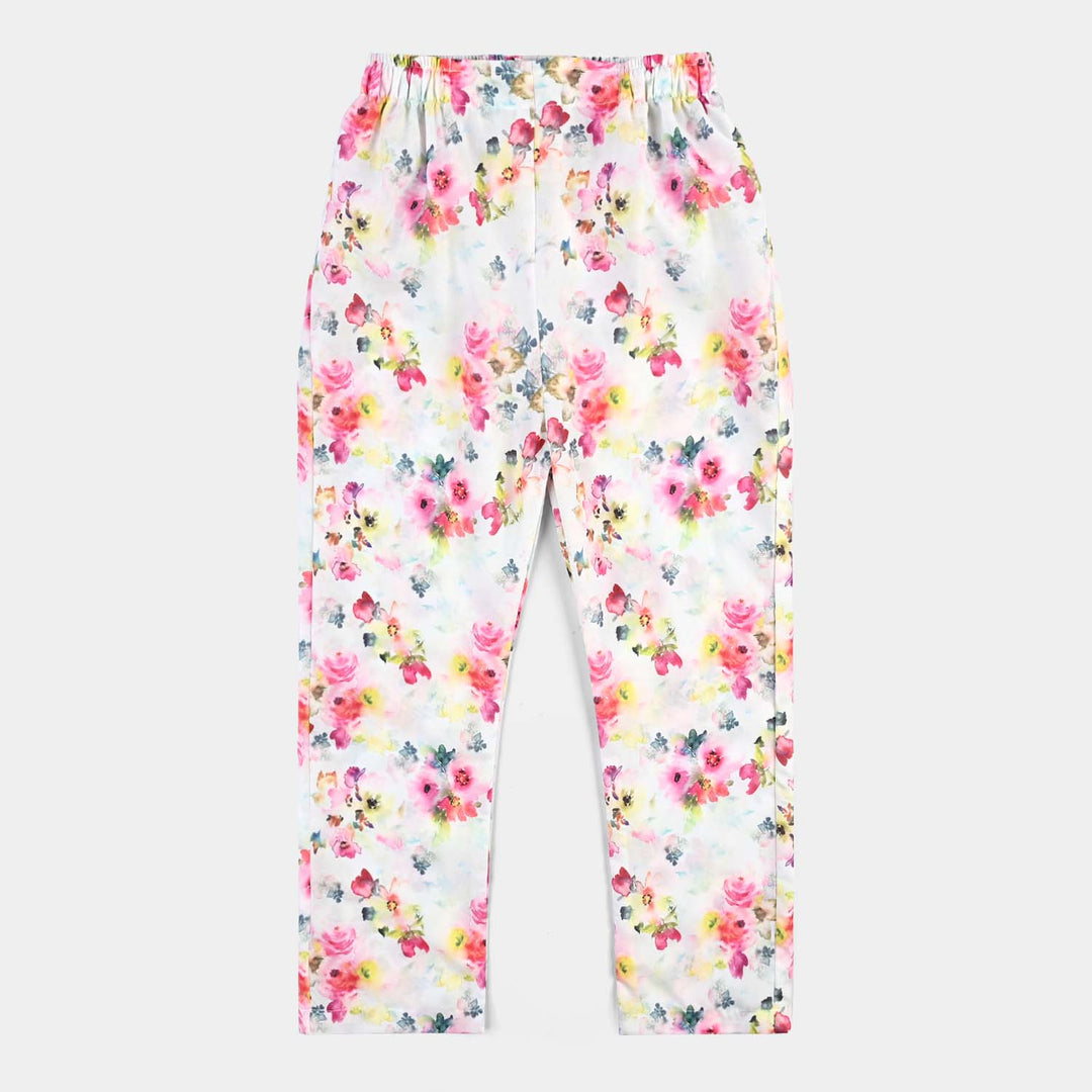 Girls Poly Cambric Printed 2Pcs Suit Floral-Multi
