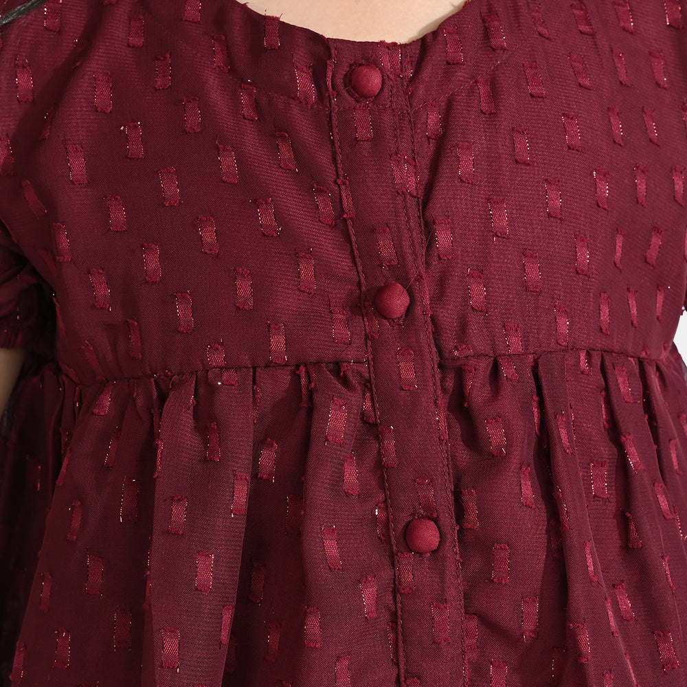 Girls Broshia Casual Maroon Top-MAROON