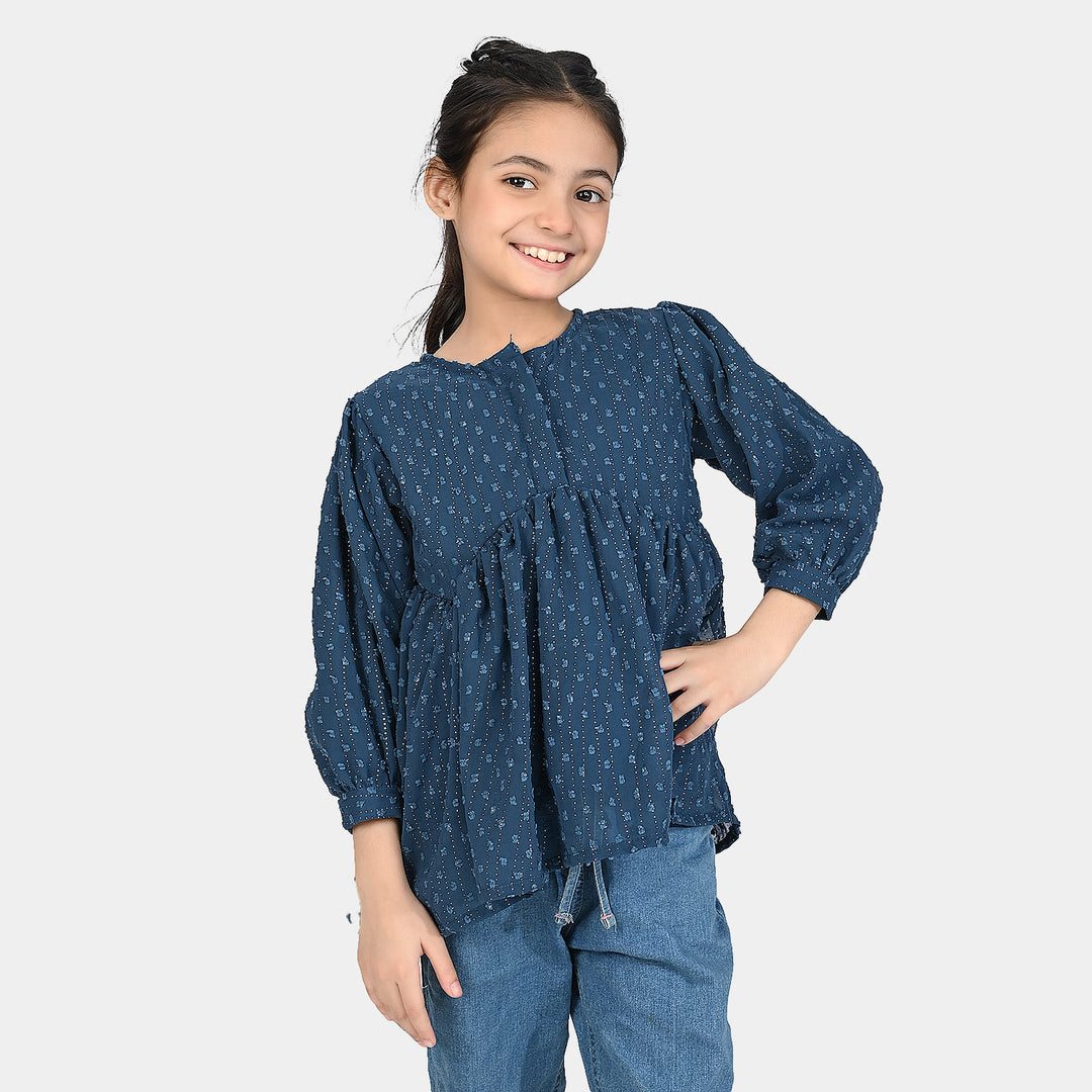Girls Chiffon Casual Top - Galaxy Blue