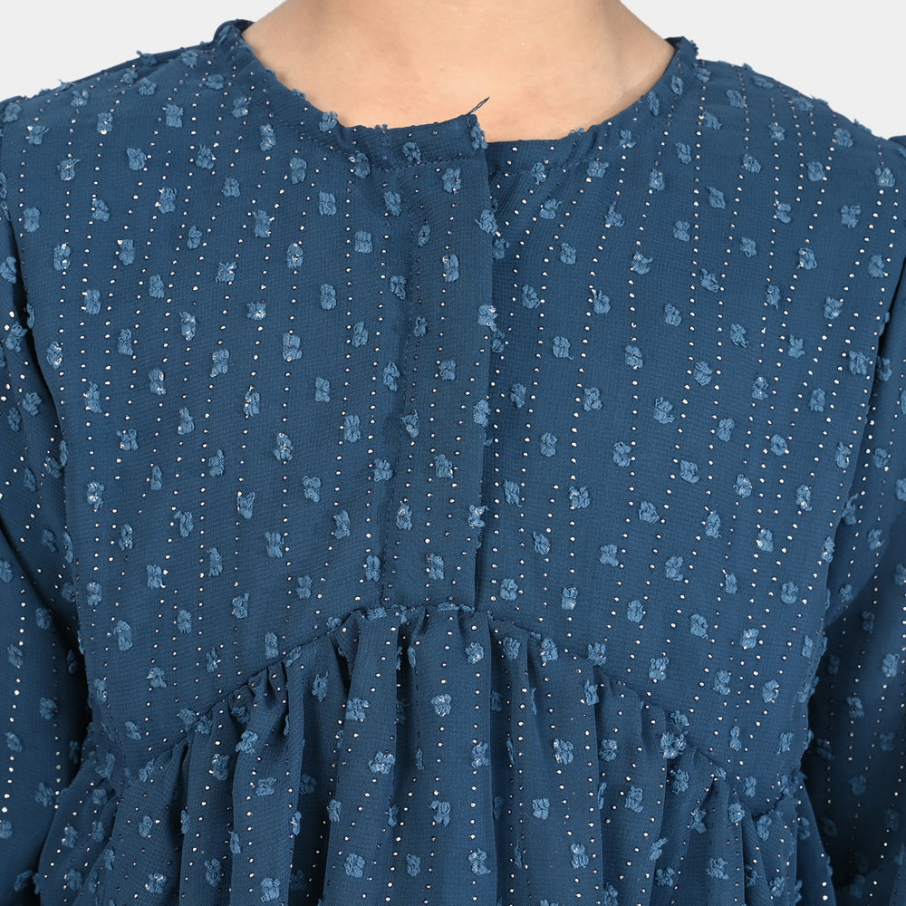 Girls Chiffon Casual Top - Galaxy Blue