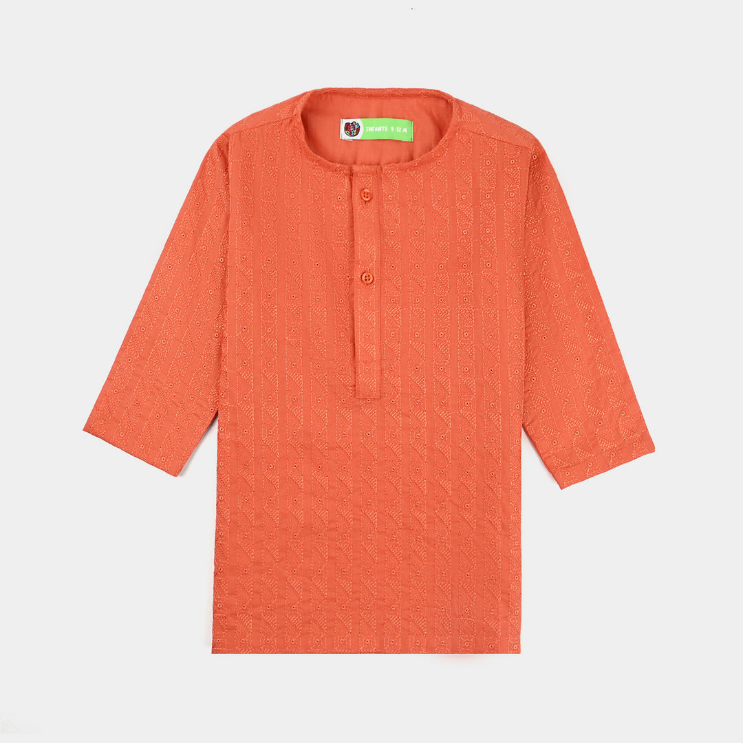 Infant Boys Cotton Basic Kurta (Chikankari)