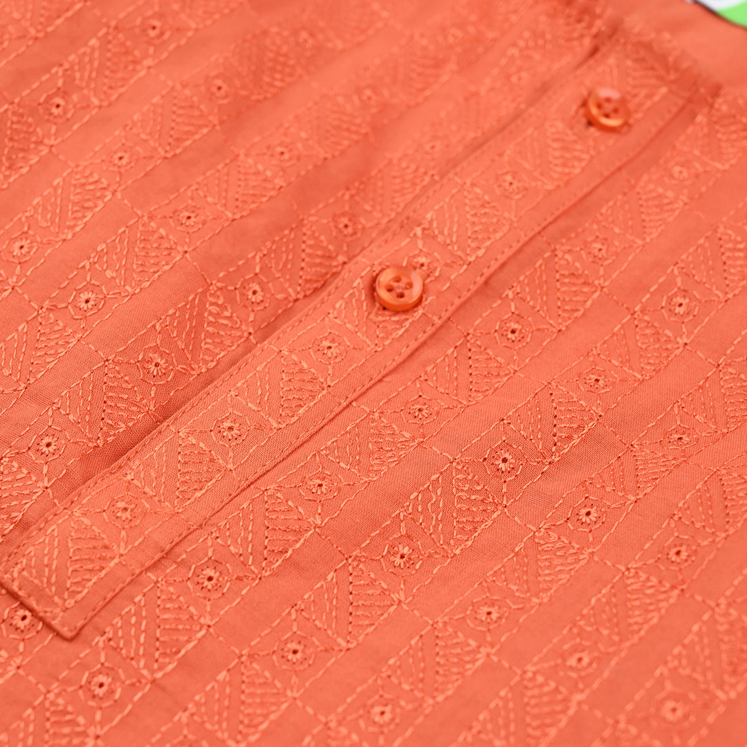 Infant Boys Cotton Basic Kurta (Chikankari)