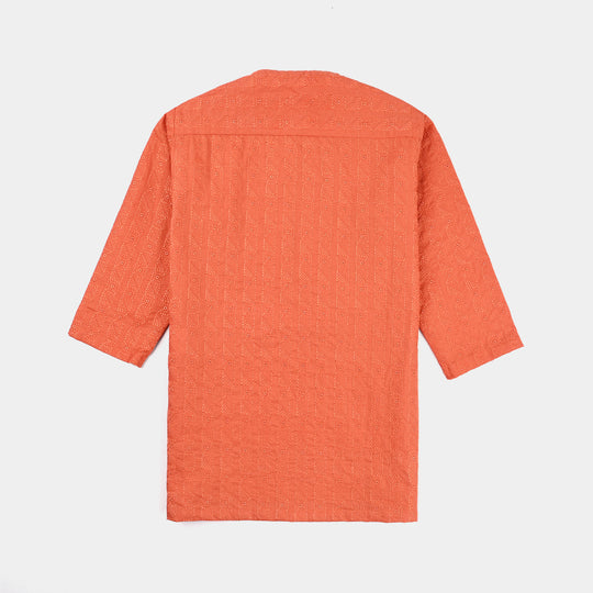 Infant Boys Cotton Basic Kurta (Chikankari)
