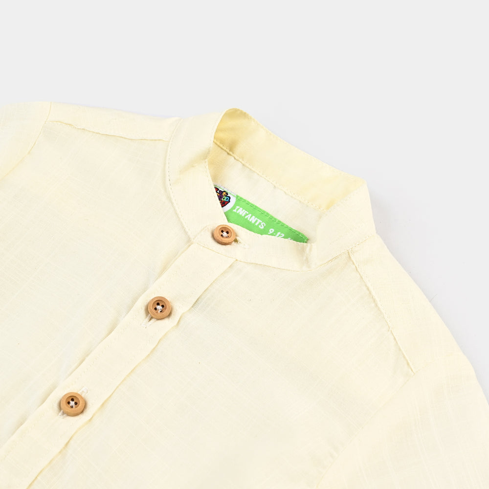 Infant Boys Cotton Slub Basic Casual Shirt (Jungle Friends) - Off-White