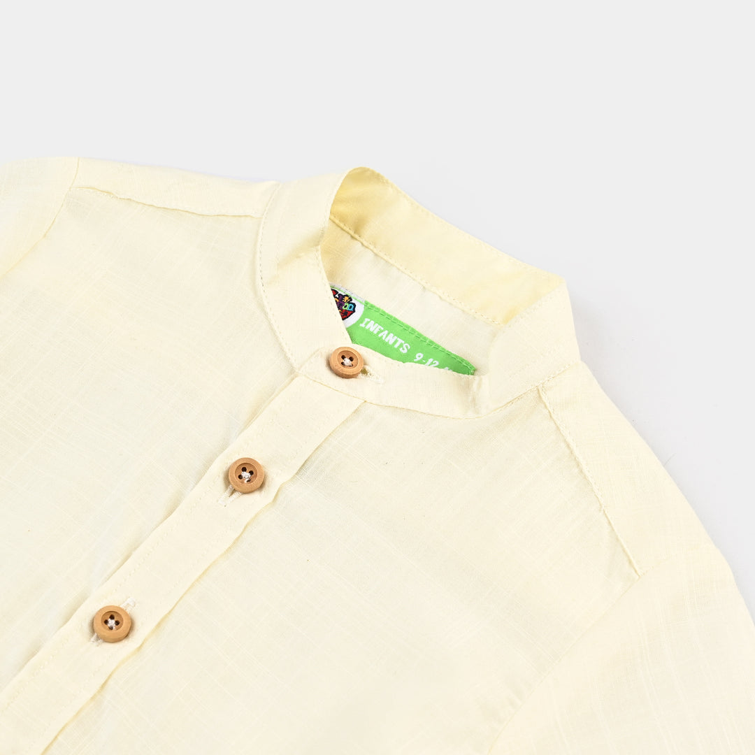 Infant Boys Cotton Slub Basic Casual Shirt (Jungle Friends) - Off-White