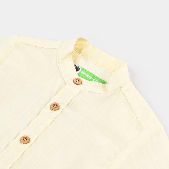 Infant Boys Cotton Slub Basic Casual Shirt (Jungle Friends) - Off-White