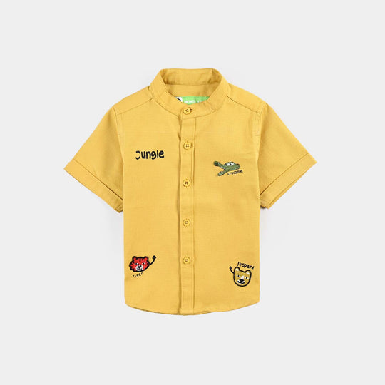 Infant Boys Cotton Basic Casual Shirt (Jungle) - Yellow