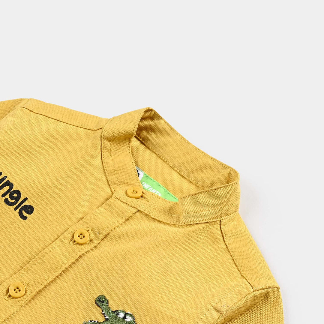 Infant Boys Cotton Basic Casual Shirt (Jungle) - Yellow