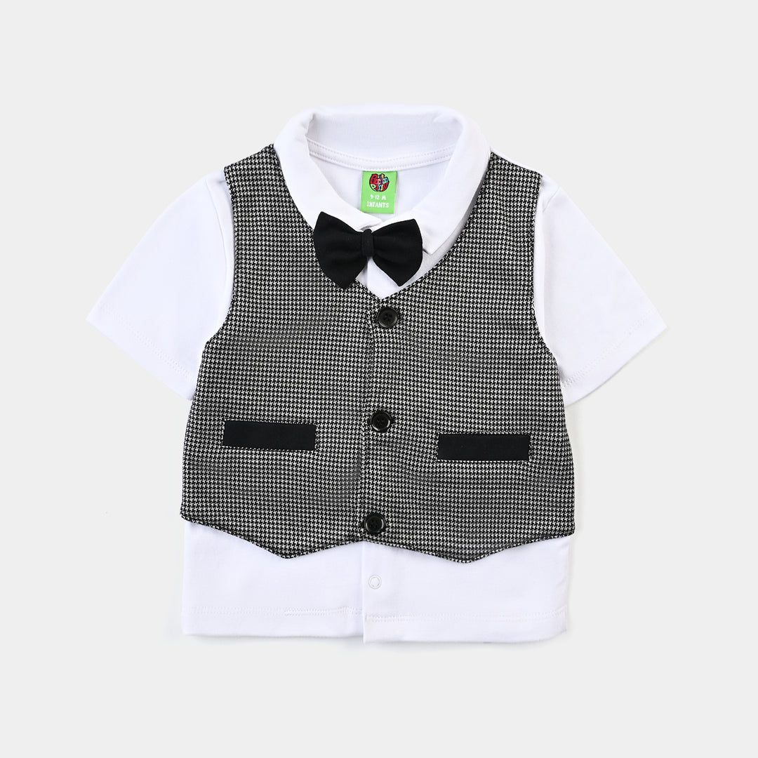 Infant Boys Jacquard Suit - Black