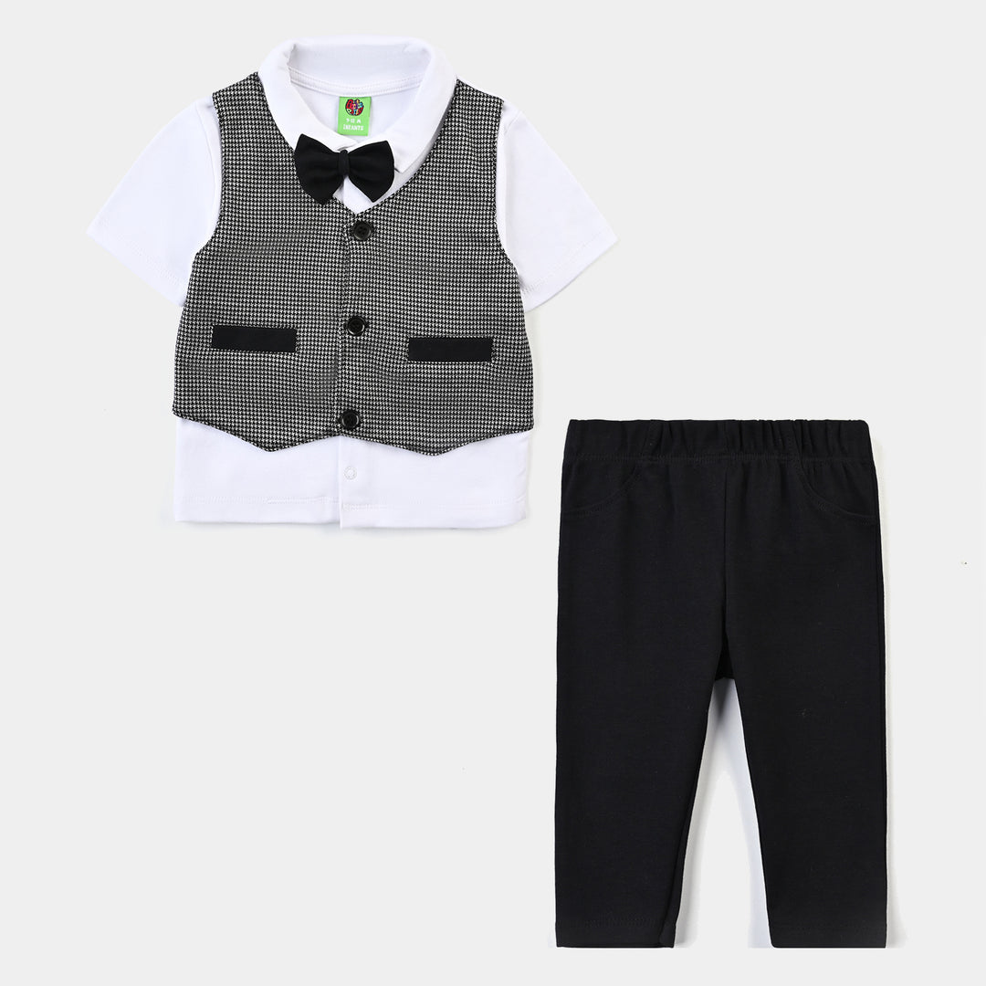 Infant Boys Jacquard Suit - Black