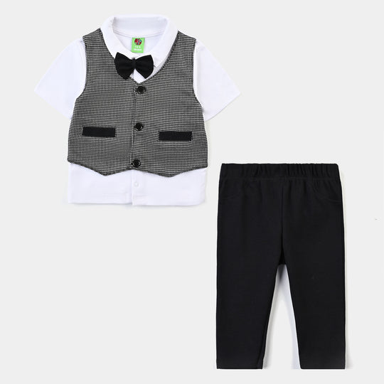 Infant Boys Jacquard Suit - Black