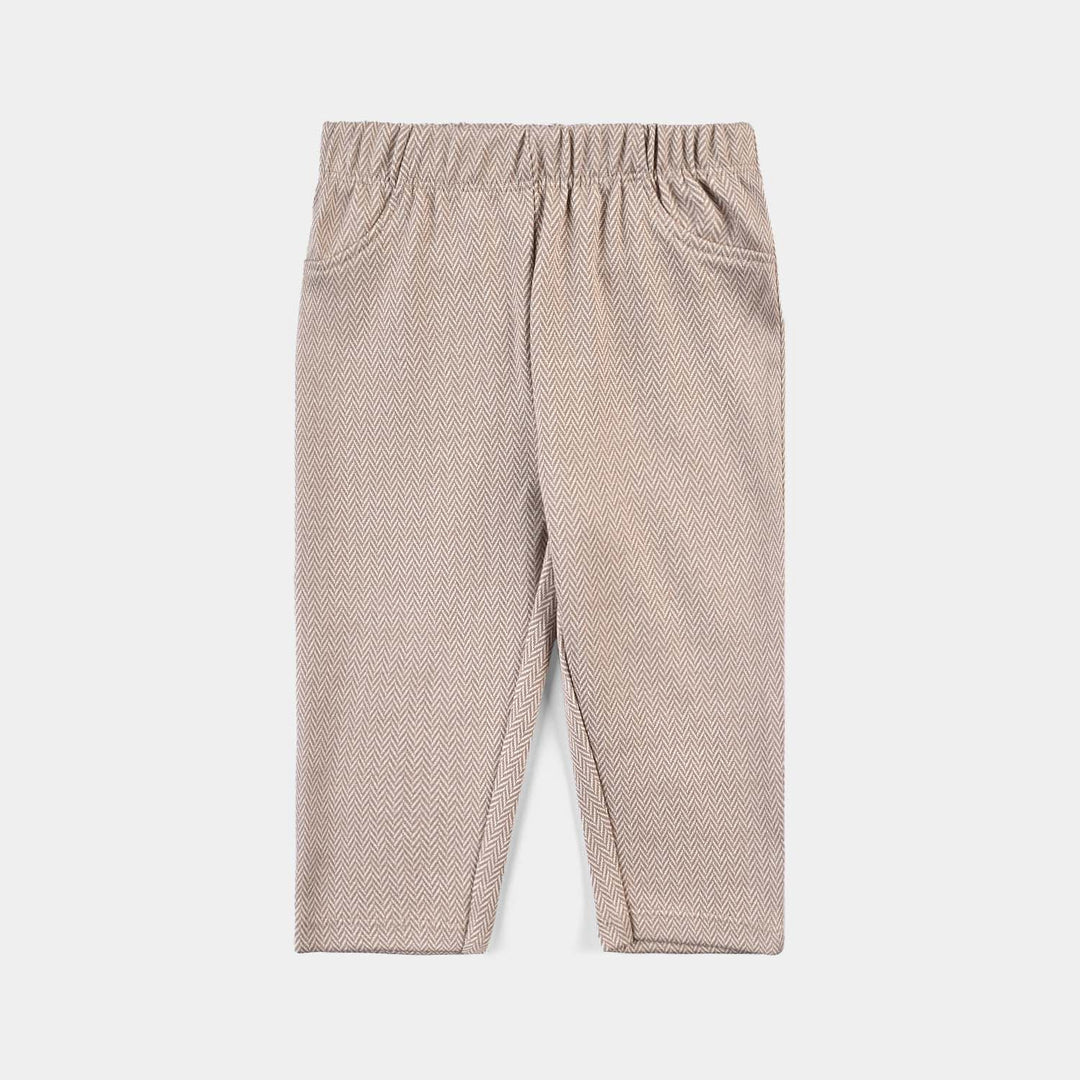 Infant Boys Jacquard Suit (Herringbone Coat) - Brown/White