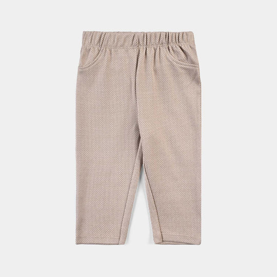 Infant Boys Jacquard Suit (Herringbone Coat) - Brown/White