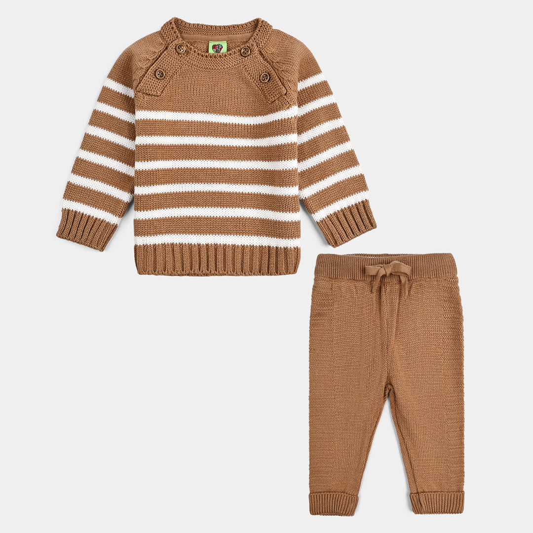 Infant Boys Acrylic Suit (Moss) - Light Brown