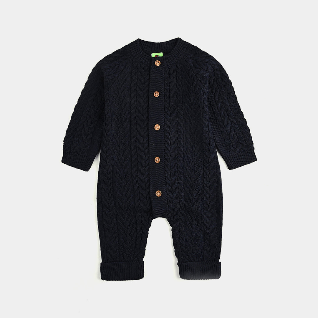 Infant Boys Acrylic Romper Cabling - Navy