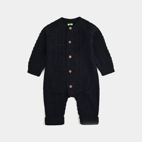Infant Boys Acrylic Romper Cabling - Navy