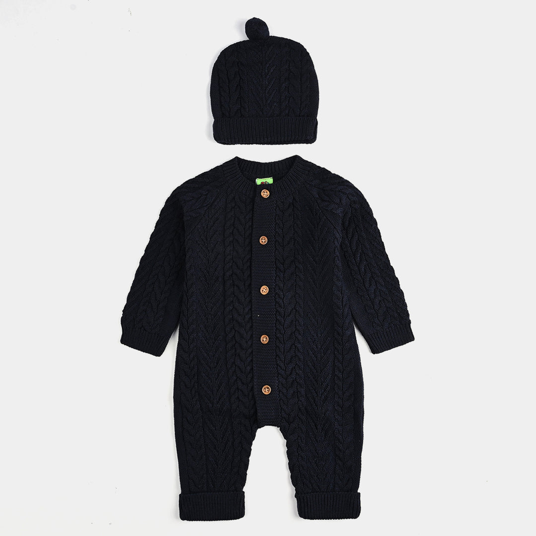 Infant Boys Acrylic Romper Cabling - Navy