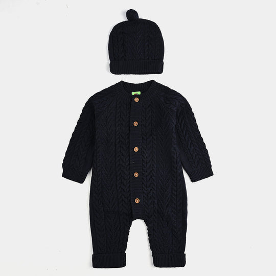 Infant Boys Acrylic Romper Cabling - Navy
