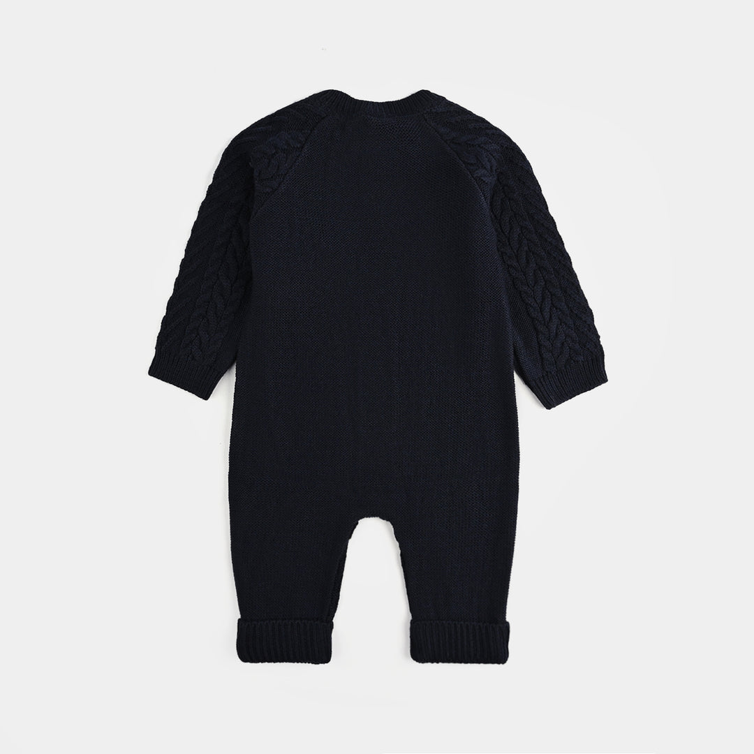 Infant Boys Acrylic Romper Cabling - Navy