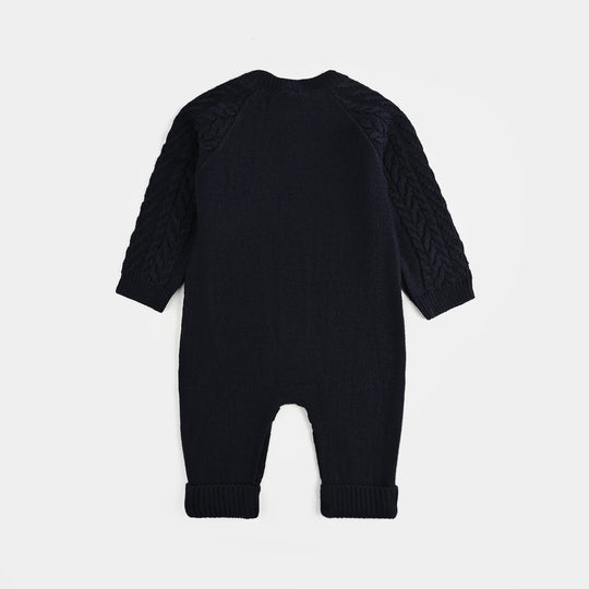 Infant Boys Acrylic Romper Cabling - Navy