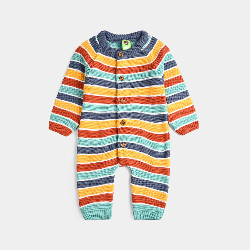Infant Boys Acrylic Romper-Multi Stripe