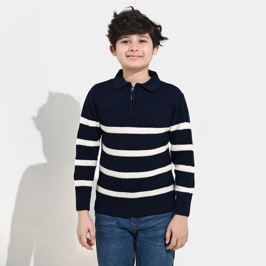 Boys Acrylic Sweater-Greece - Teal.Blue