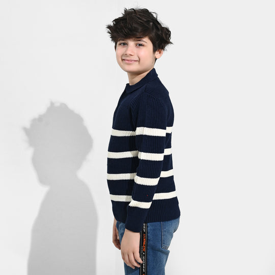 Boys Acrylic Sweater-Greece - Teal.Blue