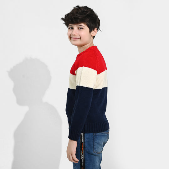 Boys Acrylic Sweater-Electric - Multi