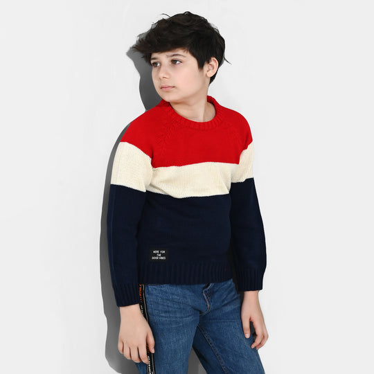 Boys Acrylic Sweater-Electric - Multi