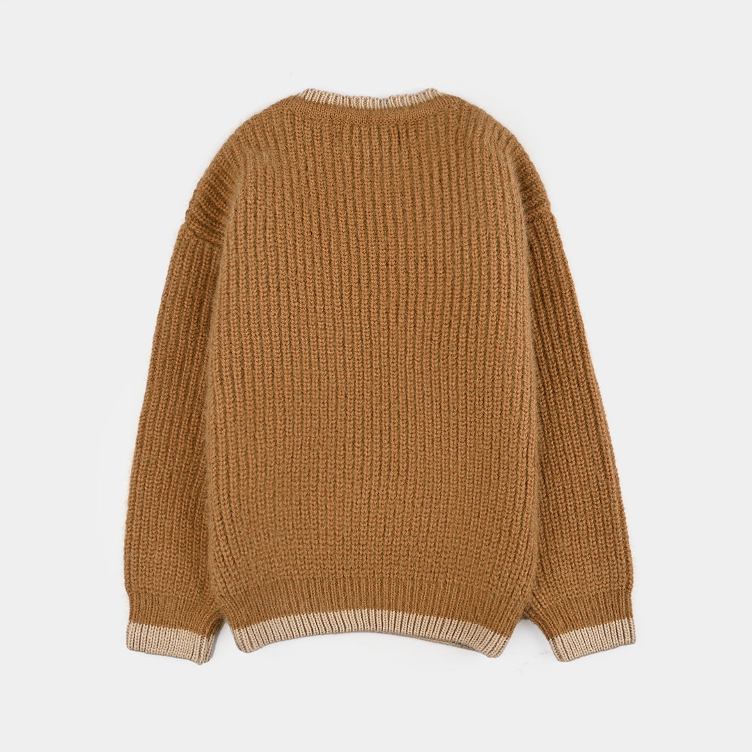 Boys Acrylic-Crystal Feather Sweater-Happy-Lt.Brown