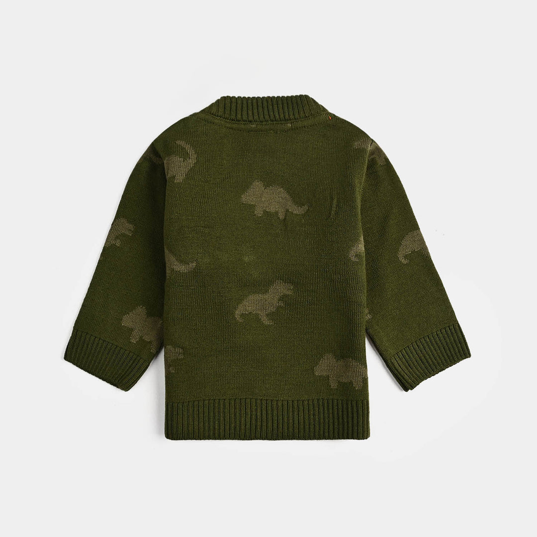 Infant Boys Acrylic Sweater-Roar - Green