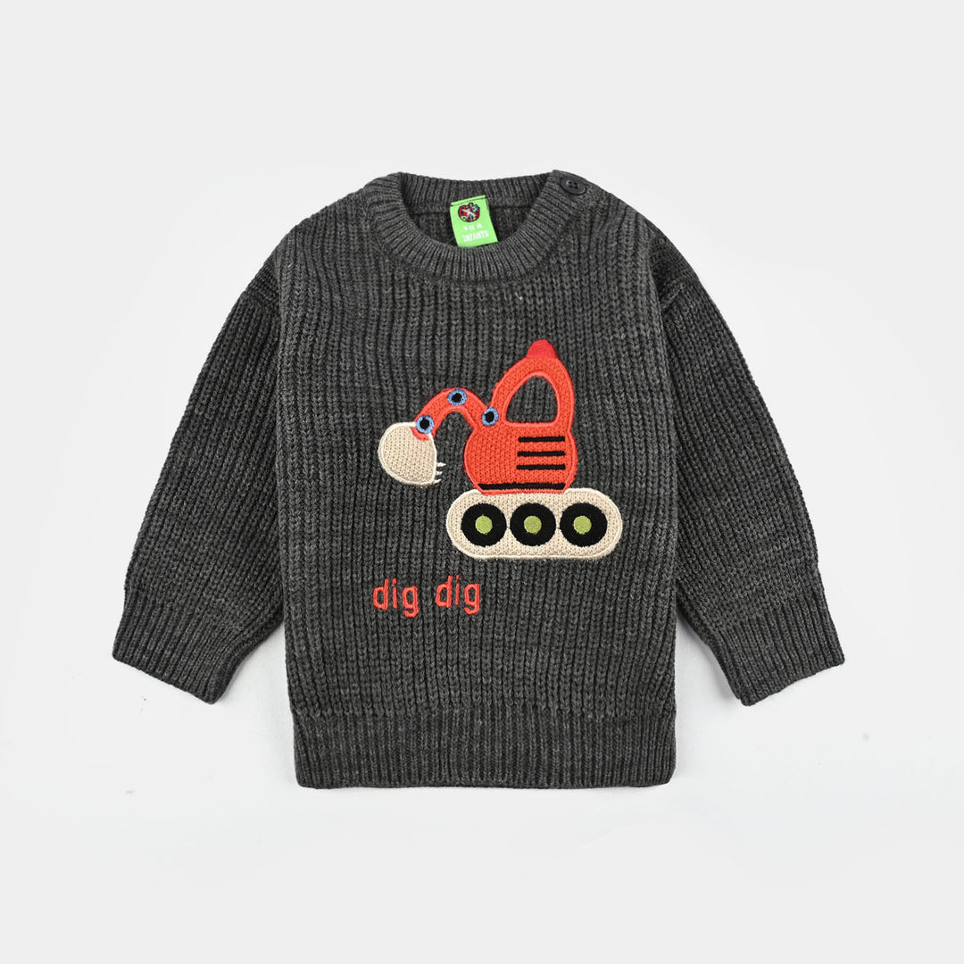 Infant Boys Acrylic Sweater-Dig Dig-GREY