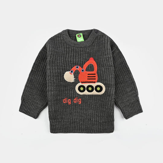 Infant Boys Acrylic Sweater-Dig Dig-GREY
