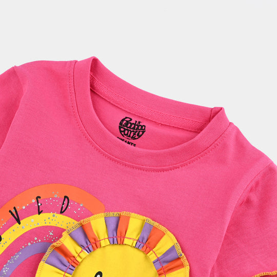 Infant Girls Cotton Jersey T-Shirt Loved-Hot Pink