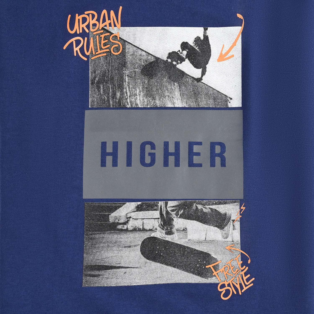 Boys Cotton Jersey T-Shirt HS HIGHER-Navy Blue