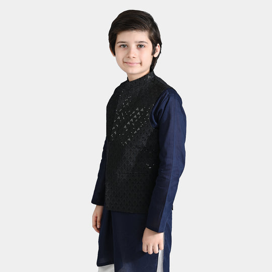 Boys Poly Viscose Waistcoat (Monotone) - Black
