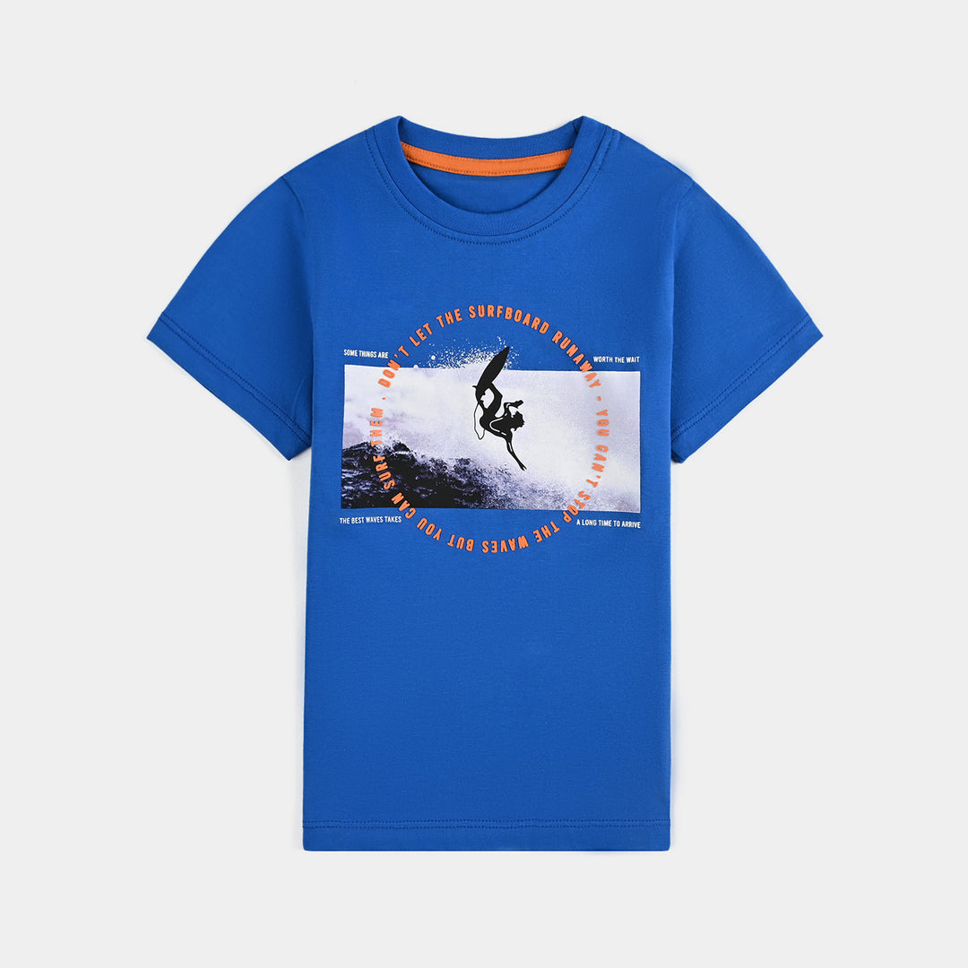 Boys Cotton Jersey T-Shirt HS Surf Board-Blue