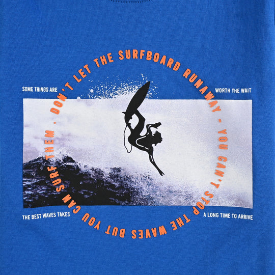 Boys Cotton Jersey T-Shirt HS Surf Board-Blue