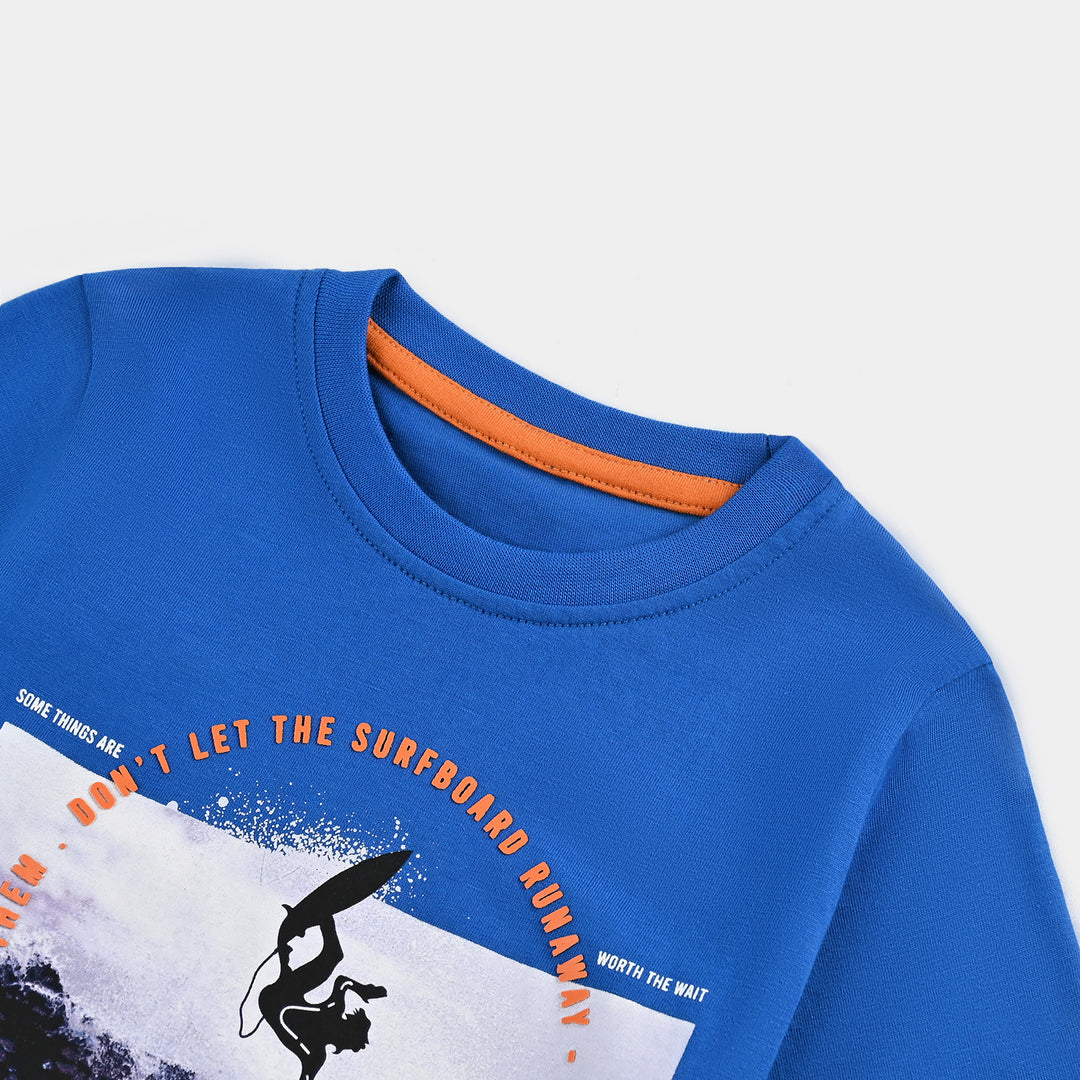 Boys Cotton Jersey T-Shirt HS Surf Board-Blue