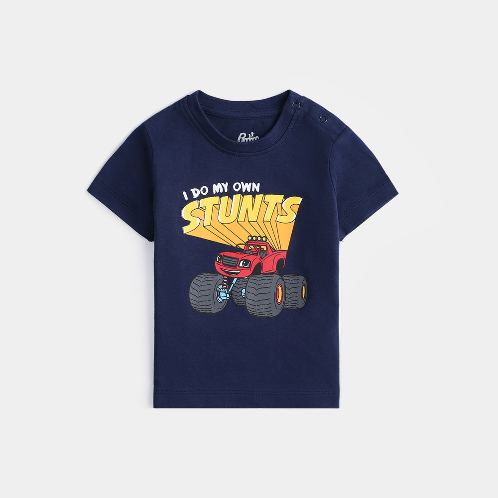 Infant Boys Cotton Jersey T-Shirt Stunts-Navy Blue